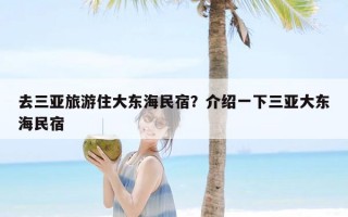 去三亚旅游住大东海民宿？介绍一下三亚大东海民宿